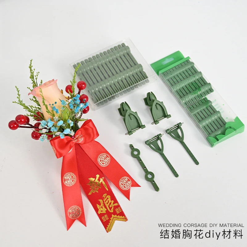 【喜花艺】胸花三角胸针飘带塑料扣磁铁吸铁石磁扣婚庆婚礼资材