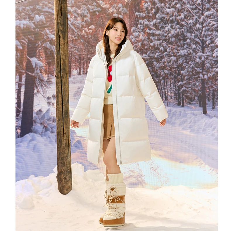 【银泰专属】爱美斯中长款羽绒服女冬季户外保暖白鸭绒外套101