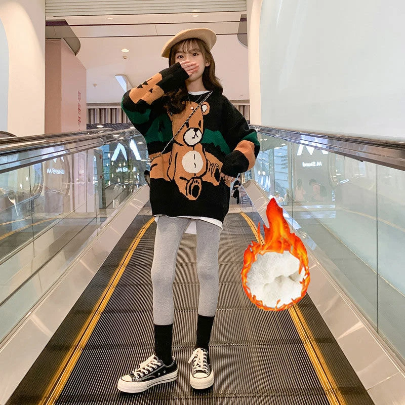女童加绒毛衣2025新款秋冬装洋气中大童线衣儿童装加厚针织衫