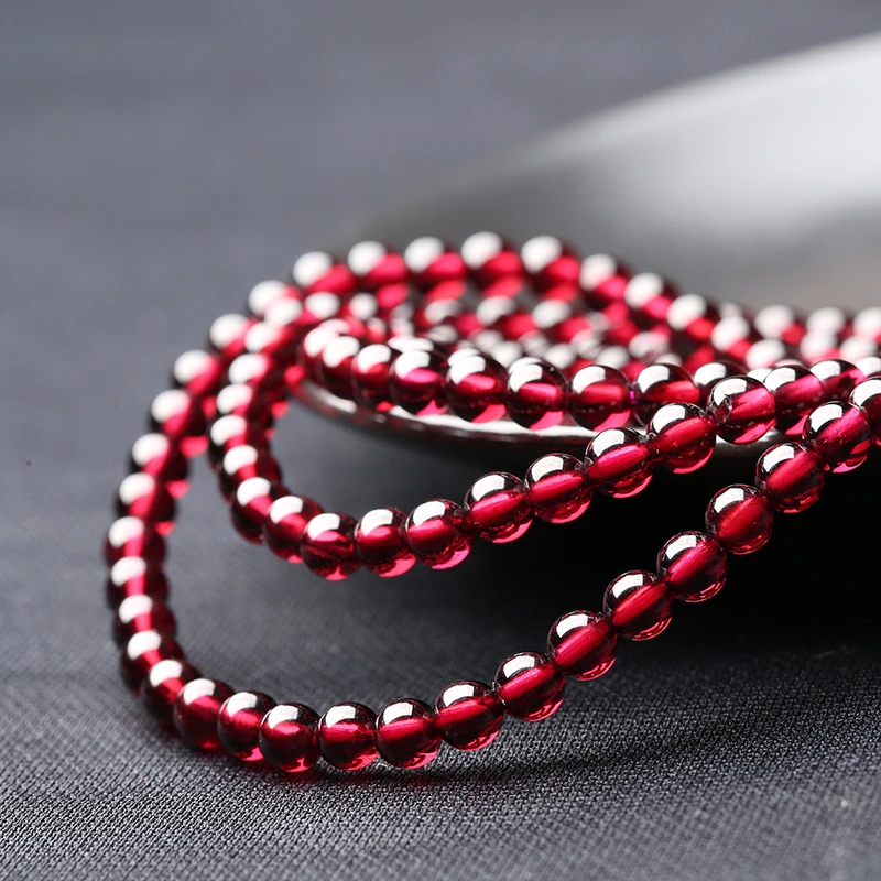 天然8A级多圈酒红色石榴石正品散珠子DIY手工串珠编织手链项链女