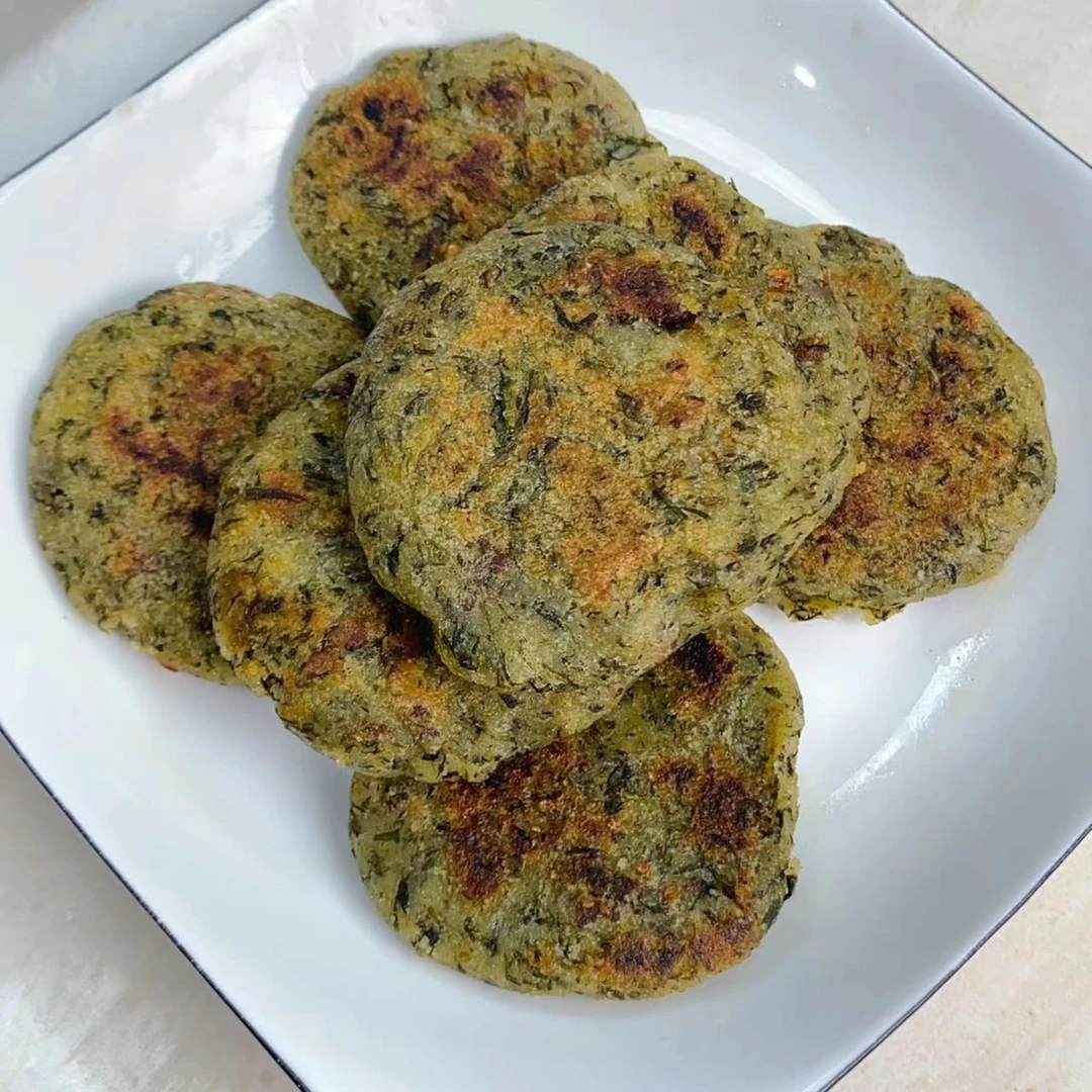 新鲜蒌蒿传统纯手工制作咸肉烧烤蒿子粑粑健康一袋（12个装）食用