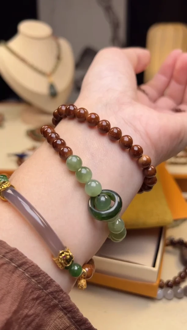 【闪购商品】库克手串HT库克 配跑环碧小玉 菩提 双圈手串