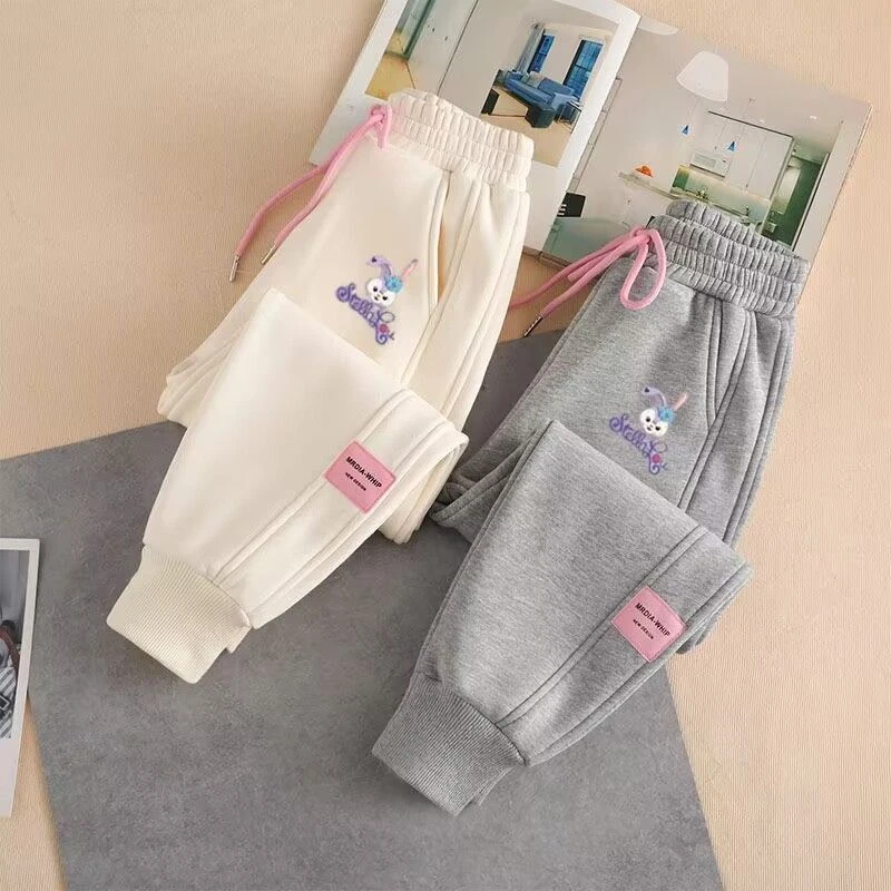 女童裤子秋冬款儿童休闲加绒加厚运动裤中大童冬季卫裤