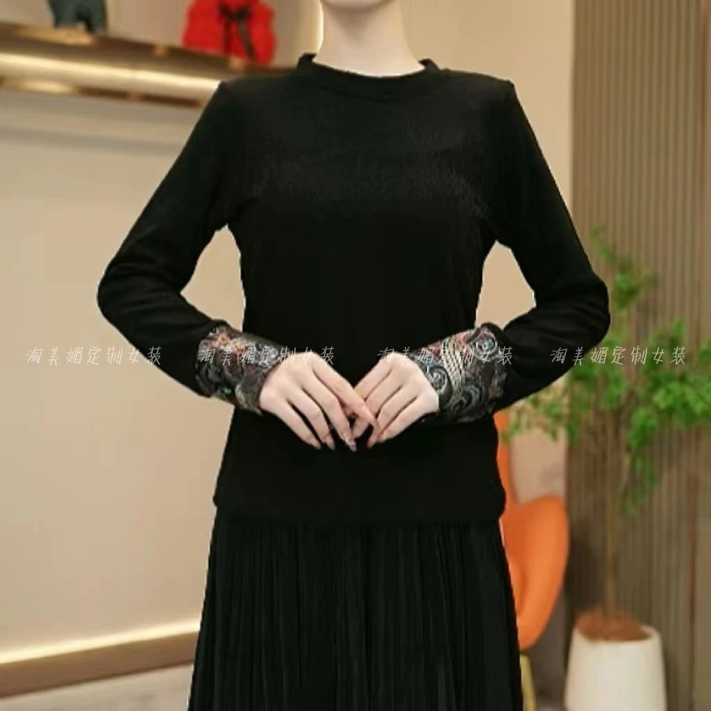 988新款秋季国风打底上衣新中式刺绣加绒长袖女