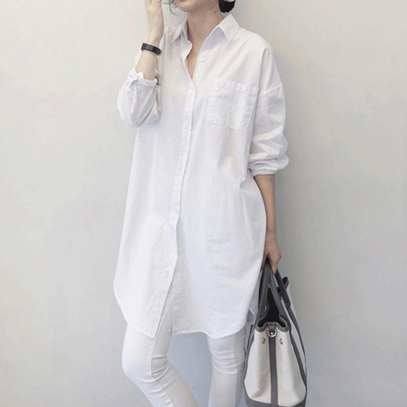 白色衬衫女宽松男友风设计感小众休闲衬衣慵懒风百搭显瘦防晒上衣