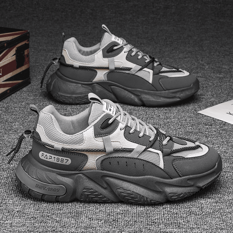 君瑞思 男鞋夏季透气2024新款国潮网面运动休闲跑步男士防臭增高老爹潮鞋