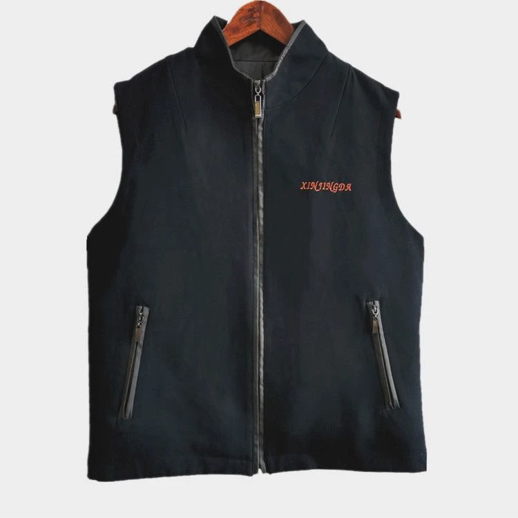 中青年男士皮毛一体马甲秋冬纯色保暖整皮中青年休闲立领字母款