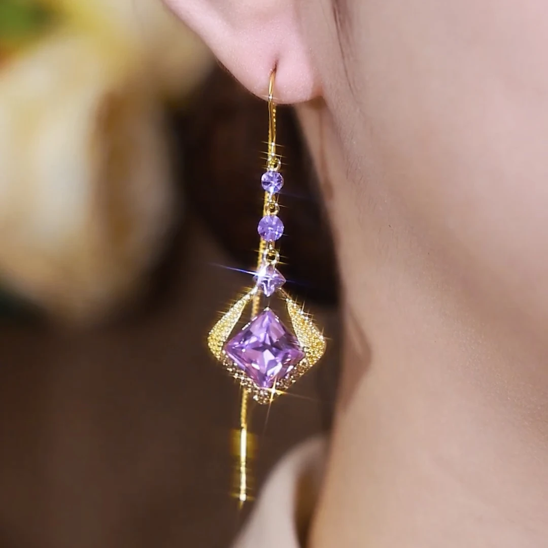 铜合金耳饰 【紫韵】时尚气质百搭耳环