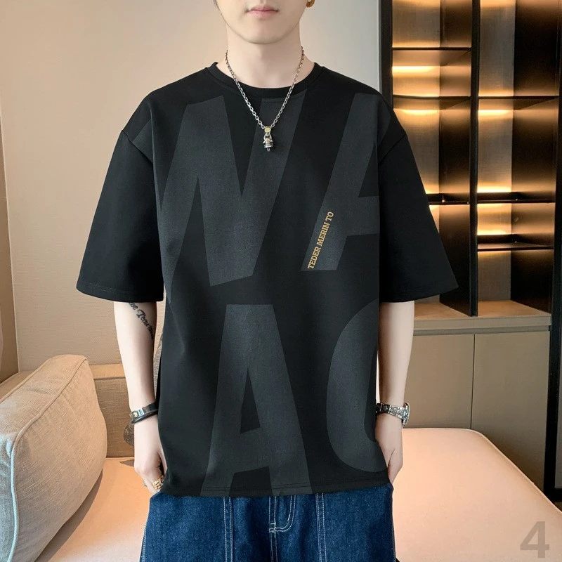 300斤港风潮牌短袖男生2024年夏季新款宽松大码休闲搭配青少年T恤