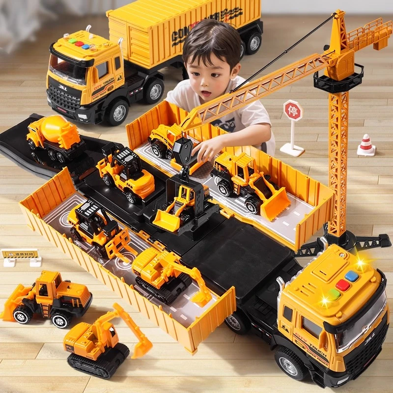 儿童礼物玩具合金塔吊工程车变形轨道小汽车益智男孩宝宝3~6生日8