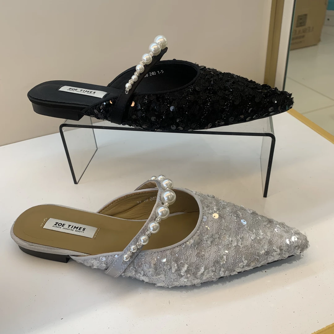 33-58时尚夏季平底尖头气质百搭女士外穿穆勒拖鞋