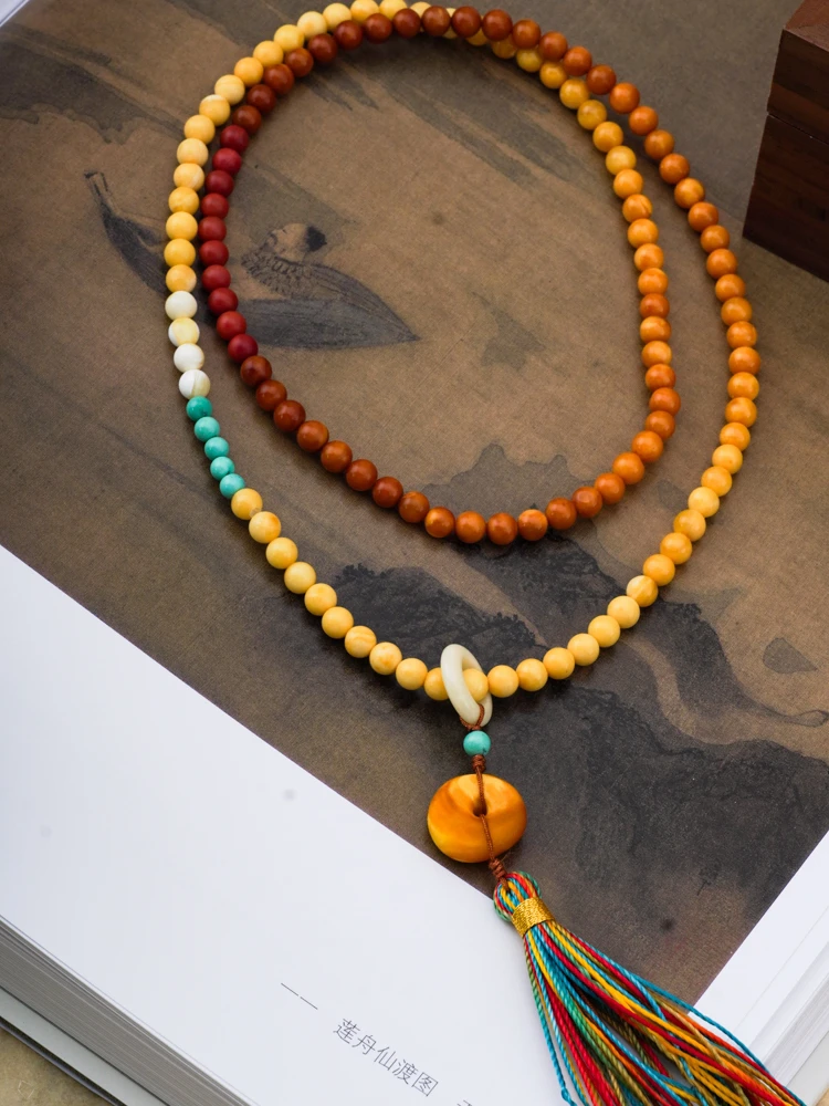 天然琥珀蜜蜡彩虹渐变5mm➕