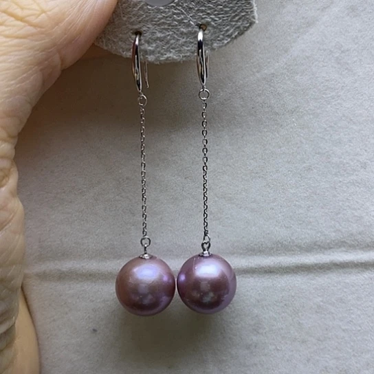 淡水珍珠耳饰银S925镶嵌梁*太