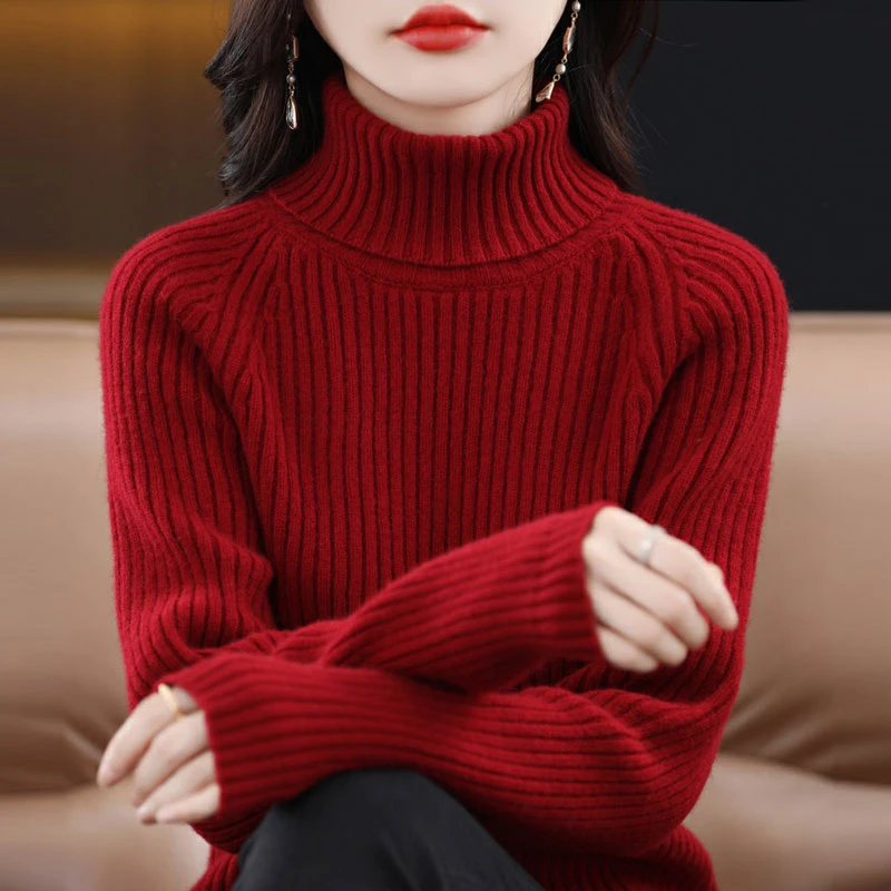 秋冬新款女士羊毛衫内搭打底衫高领加厚保暖针织羊绒毛衣百搭长袖