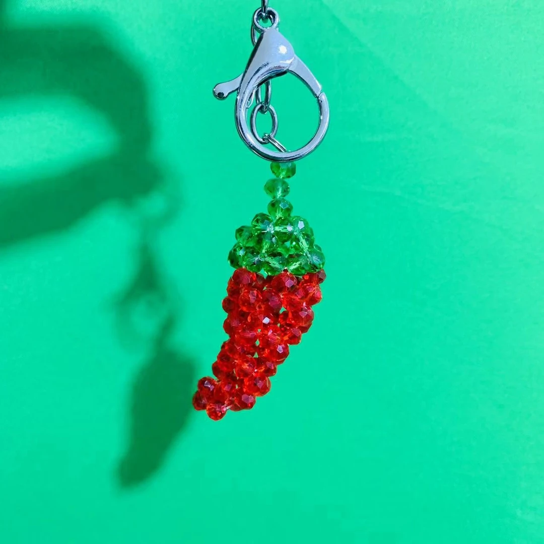 手工编织6mm火红辣椒创意钥匙扣