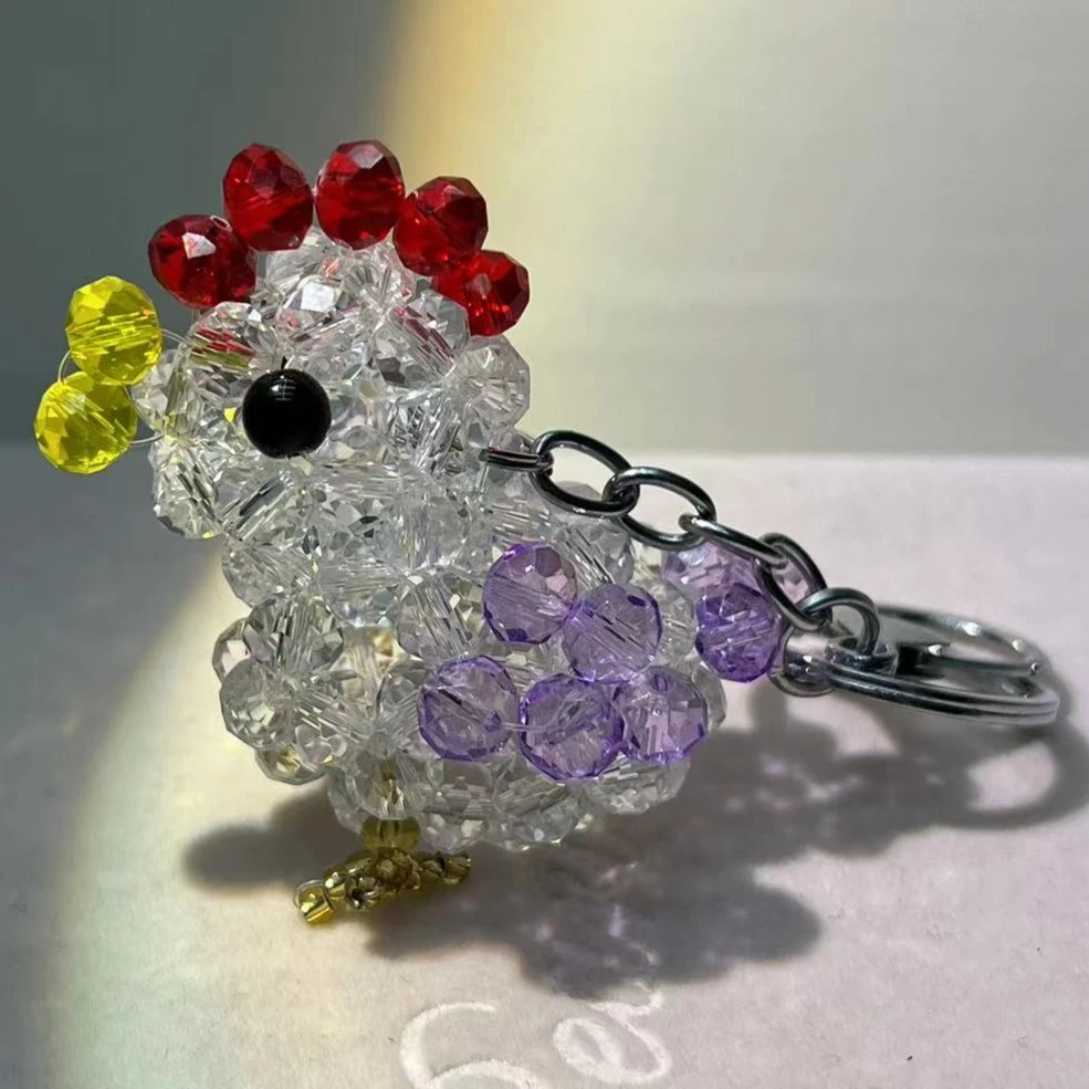 手工编织8mm鸡紫色钥匙扣挂件