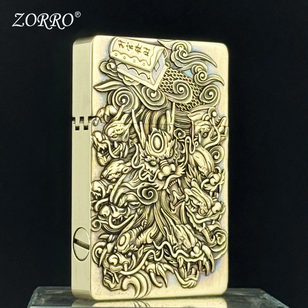 ZL8小重甲九龙运财浮雕煤油打火机 双面创意个性立体手雕
