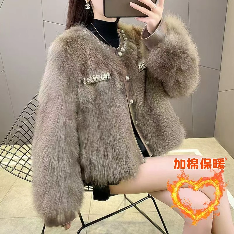 清 超好看小香风环保2024冬季新款外套女短款皮毛一体毛毛大衣爆