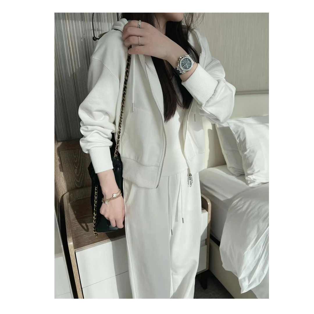 【反季清仓】上映秋日~ 100%棉刺绣洋气卫衣+阔腿裤+连帽外套套装