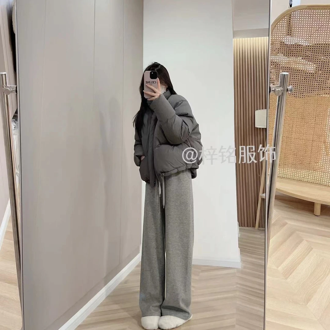 【梓铭】6368太好穿 减压糯米裤显瘦加绒垂感直筒阔腿长裤