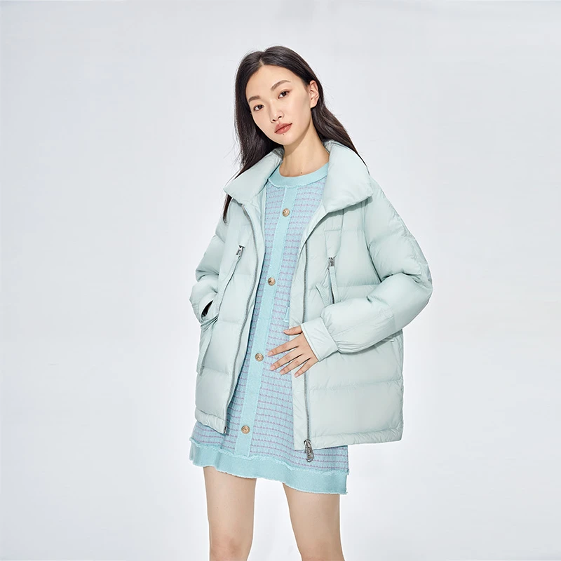 千仞岗冬季新款女士短款高端加厚时尚休闲户外羽绒服Y289166Y