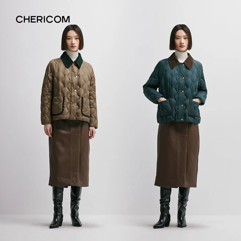 [白桦专属]千仞岗冬季复古老钱风时尚休闲短款轻薄羽绒服Y298002Y