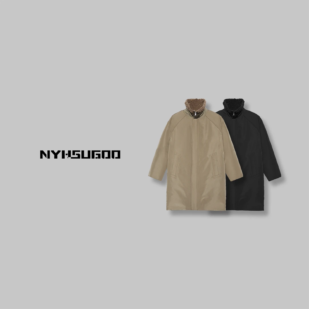 南乙2980冬季男设计新款皮毛一体中长款白鸭绒羽绒服加厚保暖外套