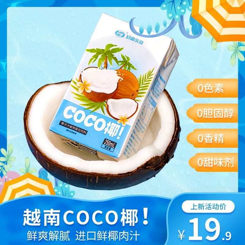 好源椰汁生榨椰子汁 250ml*10盒网红饮品椰子水夏天饮料整箱暑假
