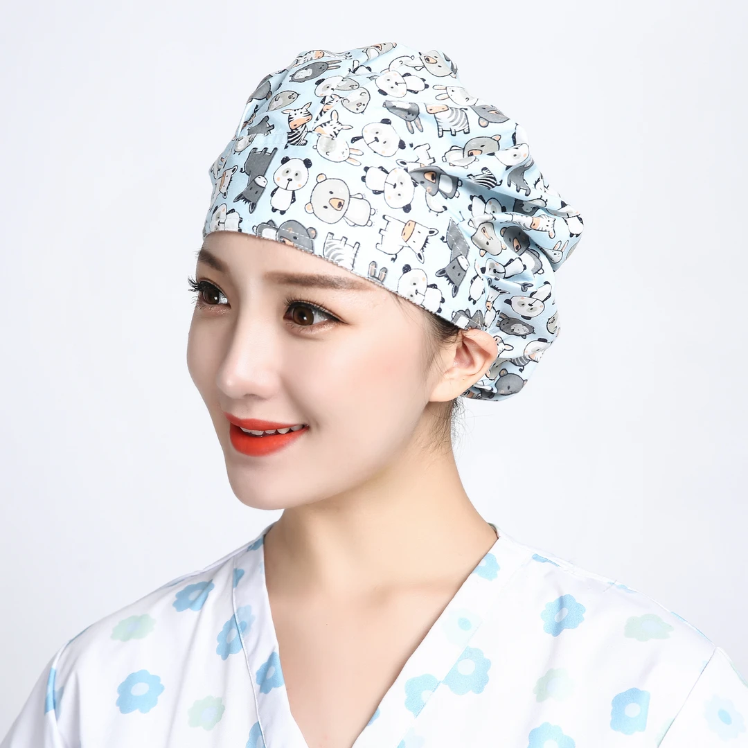 巧护士蓬蓬帽兄猫女医生护士帽包头厨师防油烟帽美容师纹绣工作帽