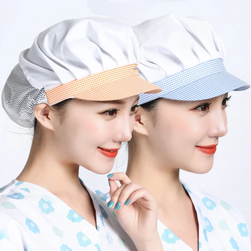 食品厂工作帽薄男女透气网帽防尘车间防掉发餐饮服务员厨师鸭舌帽