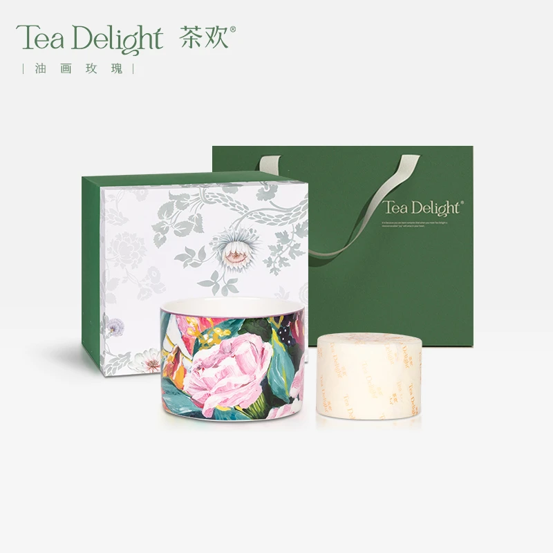 Tea Delight茶欢 油画玫瑰 高骨瓷轻奢高档卧室香薰摆件