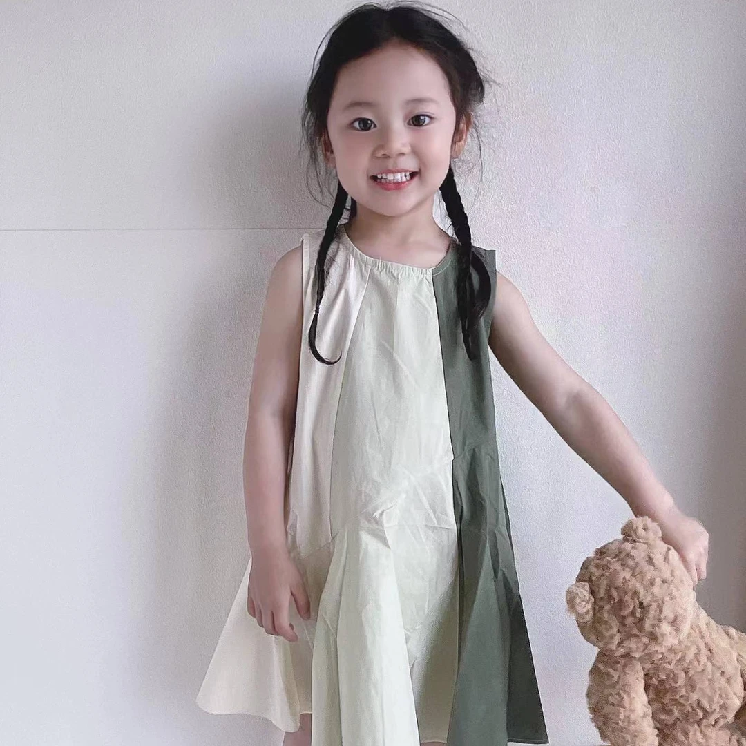 Bunuo kids 2024夏女童背心裙洋气无袖棉布裙