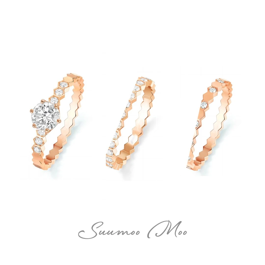 925银合成锆石戒指 法式高级感时尚格子戒指轻奢灵动925通体银