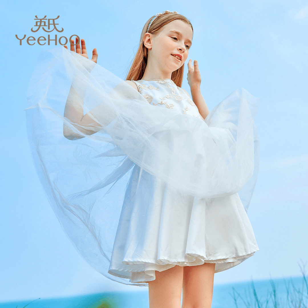 英氏女童背心连衣裙夏装儿童刺绣气质网纱公主裙YS-X2157YFJ