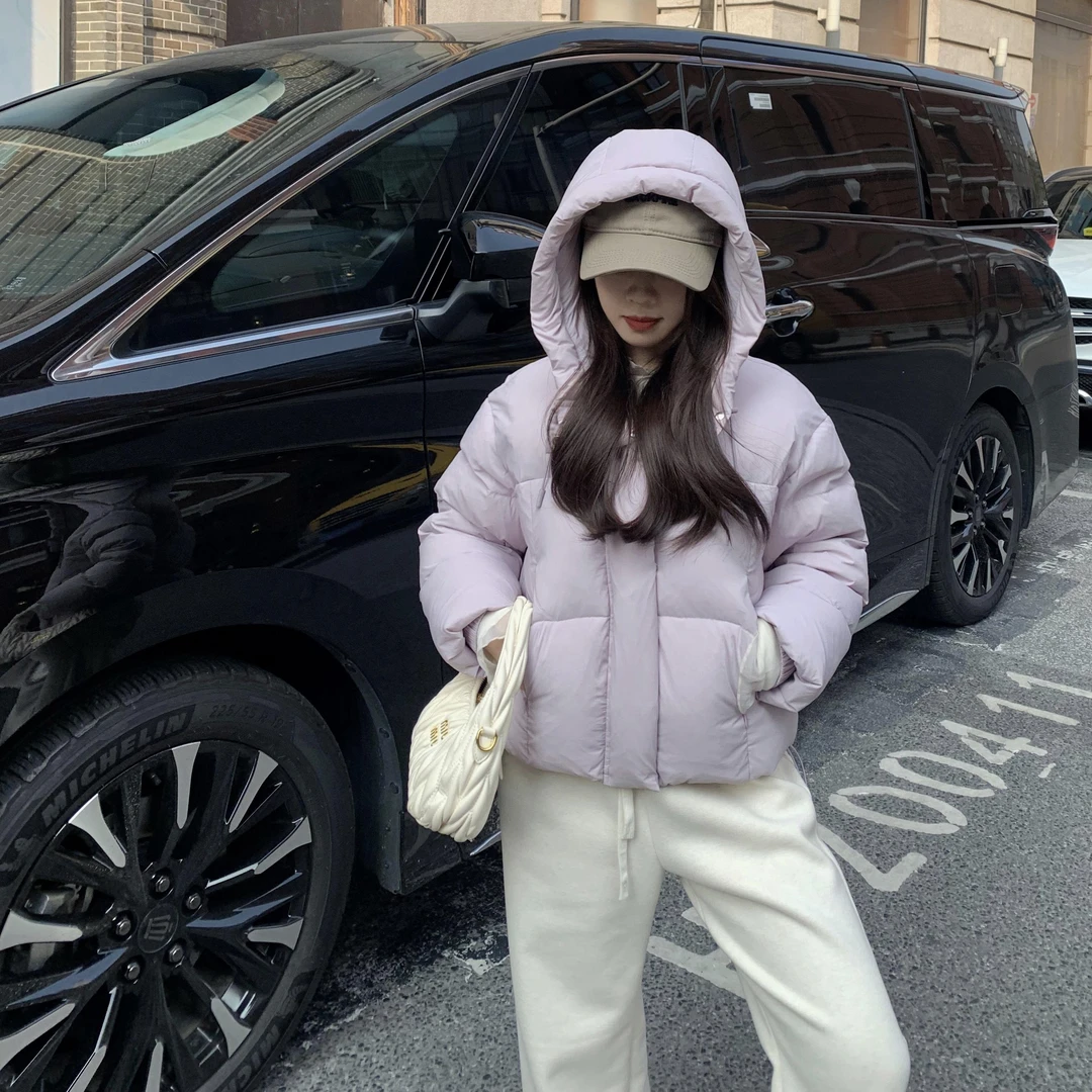 大眼LARGE EYE短款连帽羽绒服女冬2024小个子加厚新国标90白鸭绒