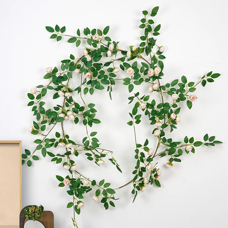 【拍5发6】玫瑰花藤曼空调装饰管道遮挡假花墙面藤曼墙上挂件装饰品