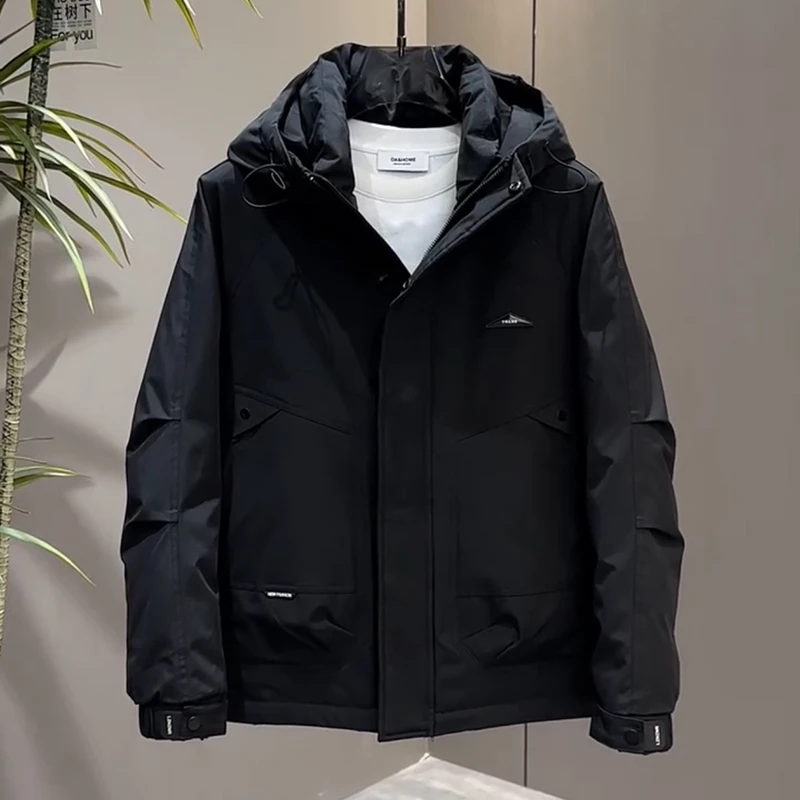 工装羽绒棉服男款冬季加厚保暖美式休闲连帽外套男士潮牌防寒棉袄