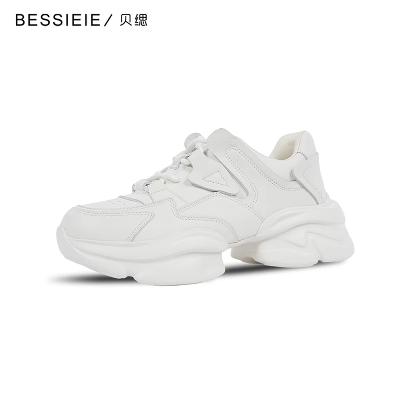 BESSIEIE/贝缌23秋冬新款老爹鞋厚底百搭休闲运动鞋系带透气潮流