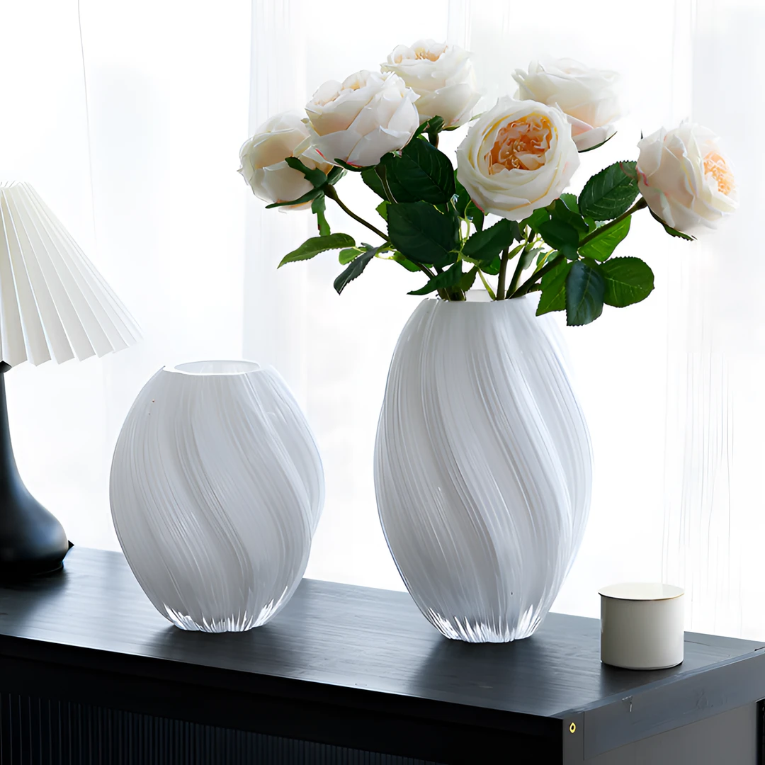 iosn简约麦芽糖家居玻璃花瓶轻奢插花鲜花仿真花器客厅餐桌摆件