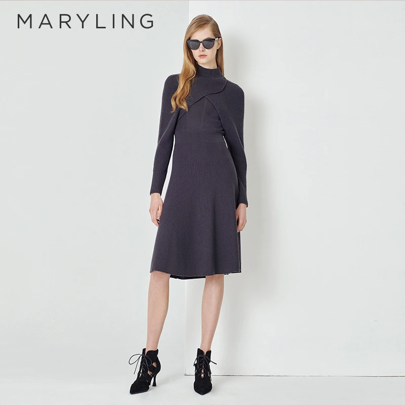 MARYLING玛俪琳春夏季时尚铅灰色个性针织套头长袖披肩A1DAW03010