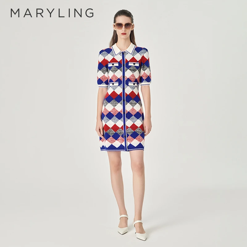 MARYLING玛俪琳2024初春新品复古清新针织宽松连衣裙A1EAW04550