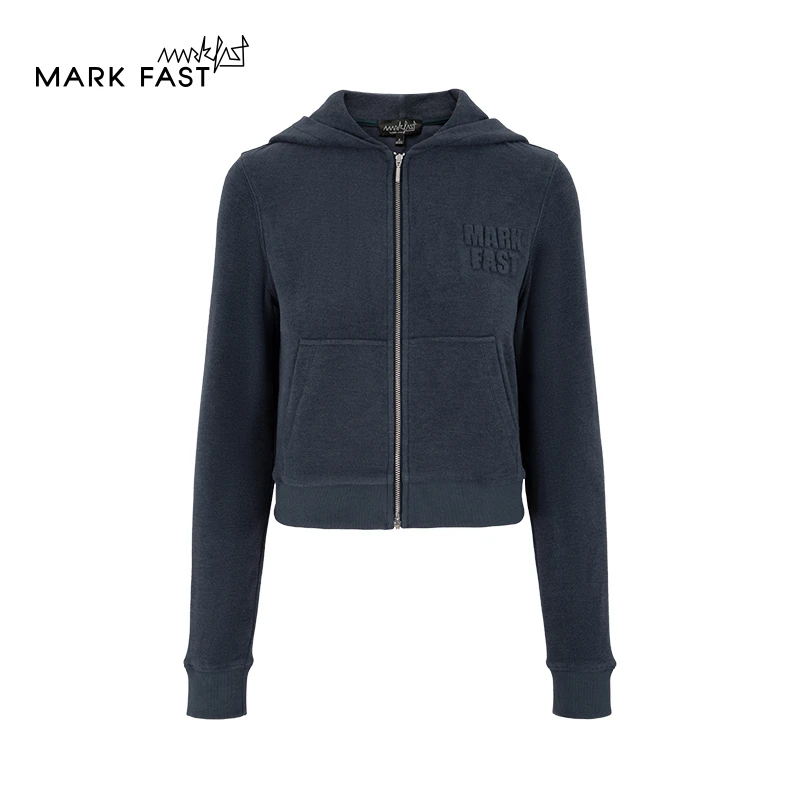 MARKFAST设计师品牌休闲系列柔光丝绒连帽外套女2024秋M1EGW14610