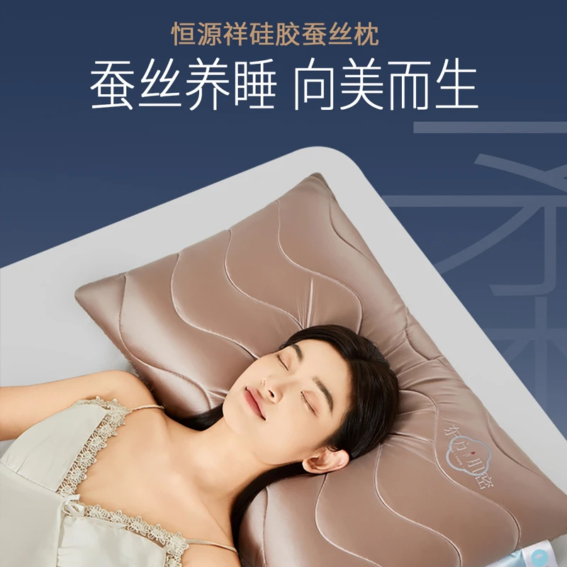 蚕丝硅胶枕头枕芯家用一只女成人护颈椎助深度睡眠一只装