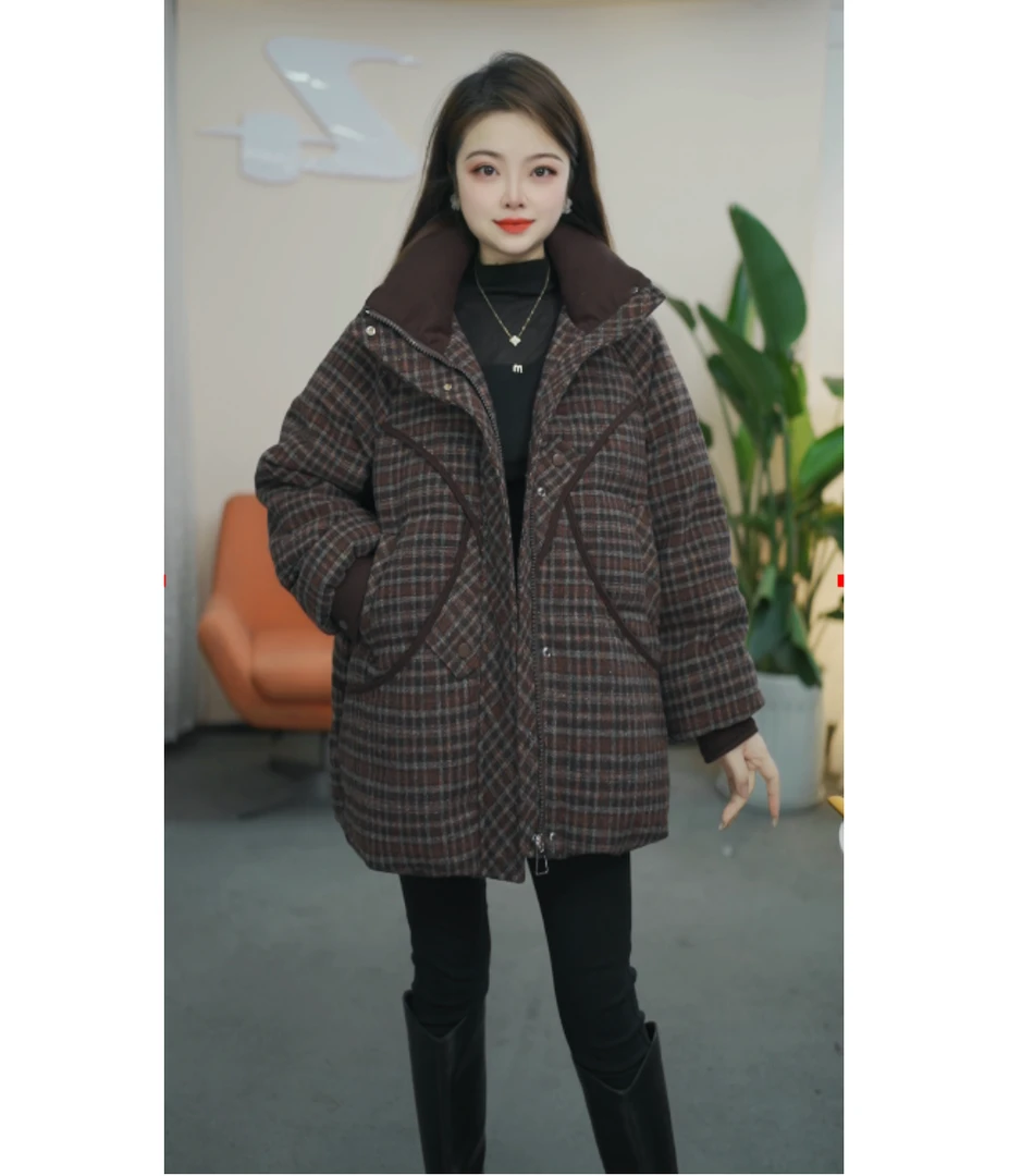 【梓桐定制】D341-1遮屁股羽绒服女2024新款加厚保暖时尚大码羽绒服