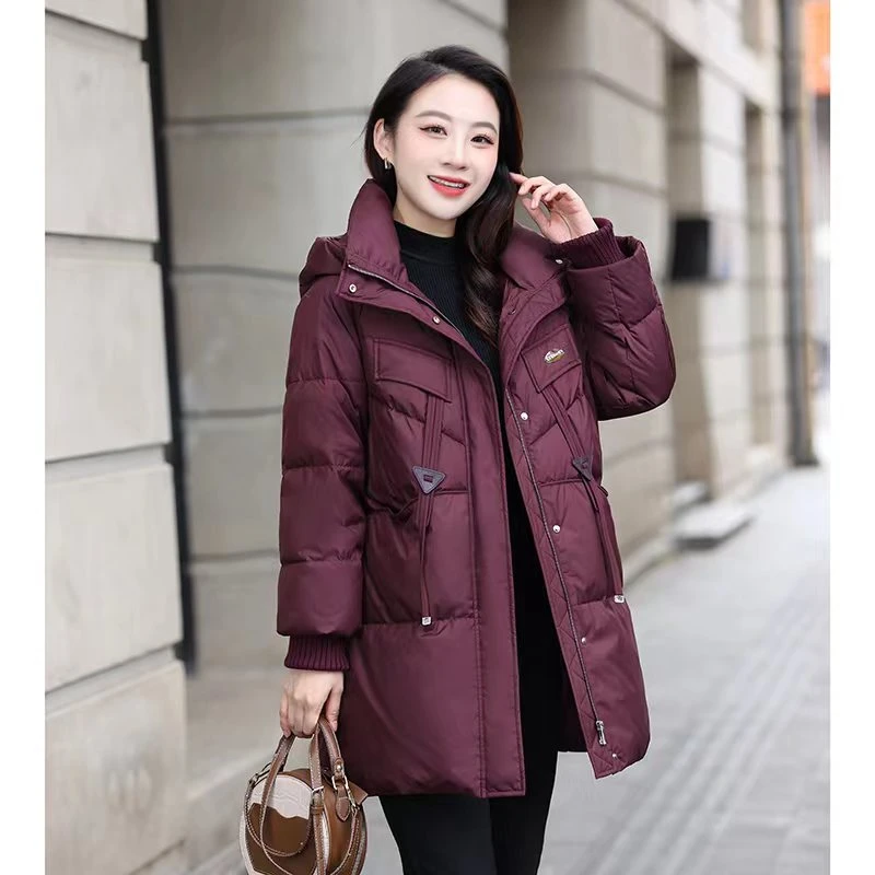 【梓桐定制】D113车厘子色90白鸭绒羽绒服气质显瘦大码百搭羽绒服女