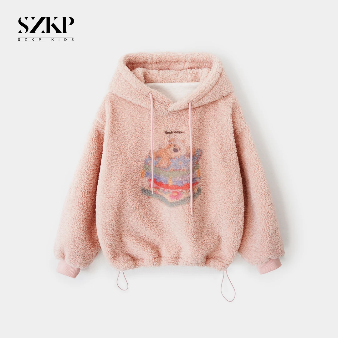 SZKP冬季新款女童装中大童时尚加绒卫衣保暖棉袄外套XXYD444122