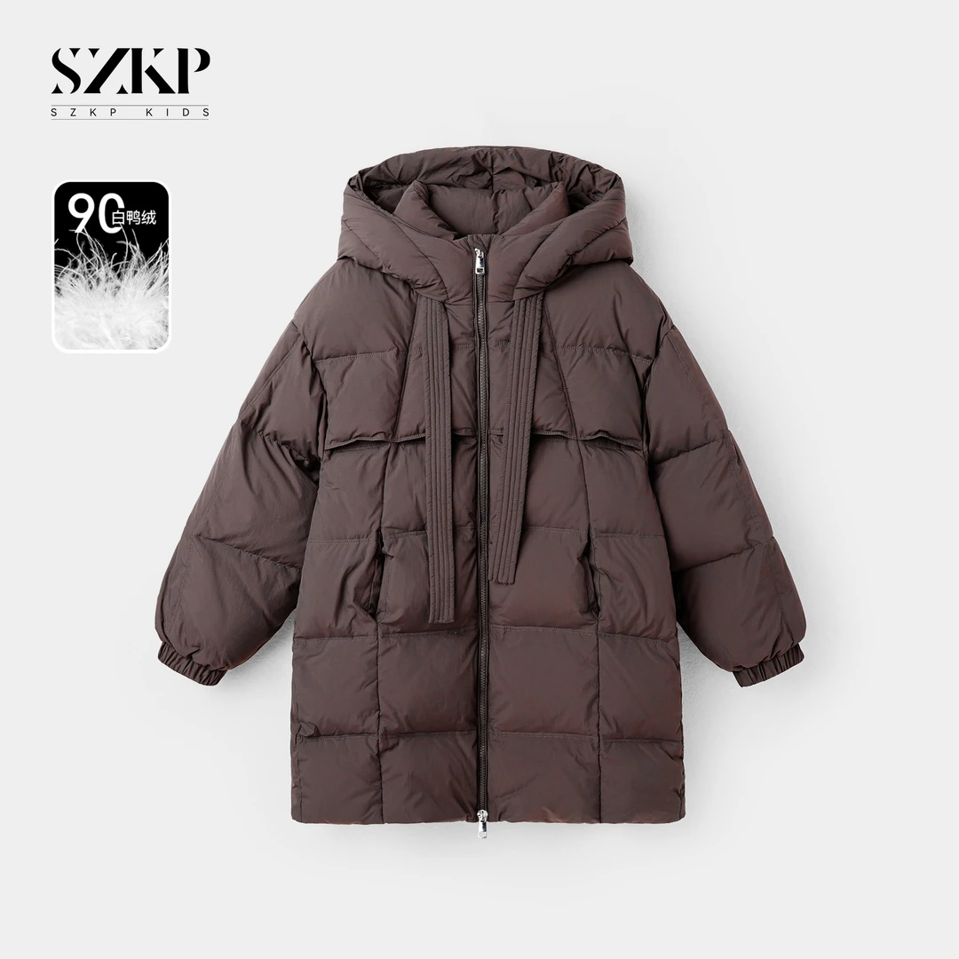 SZKP冬季新款女童装中大童儿童时尚潮款中长款羽绒服HAYD444449