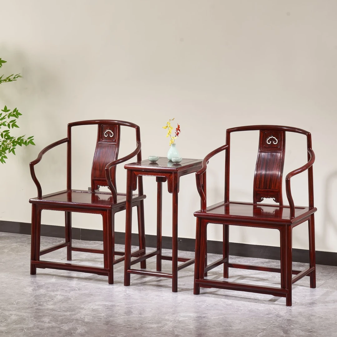 简祥红木 黑酸枝南宫椅三件套  红木坐具中式太师椅