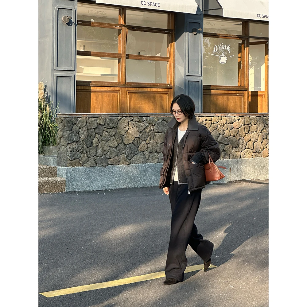 SHIIEELL【英式典雅】100%绵羊毛简约羊毛衫拼色双层针织开衫 Z0474