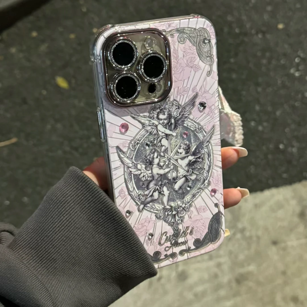 复古小天使苹果15promax手机壳iPhone14小众个性13保护套12少女11